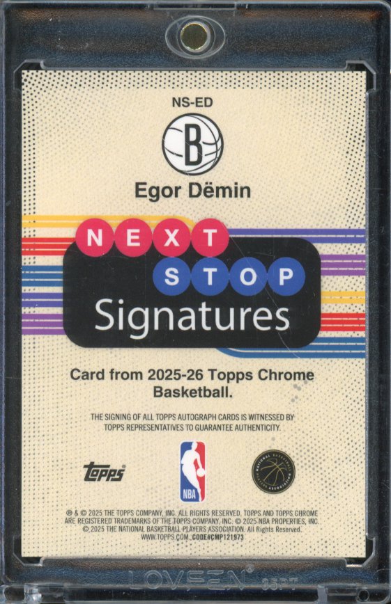 2025-26 Topps Chrome Egor Demin Next Stop Rookie Auto Purple /75