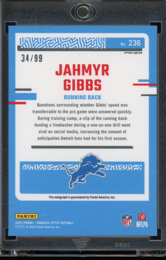 2023 Optic Jahmyr Gibbs Rookie Auto /99