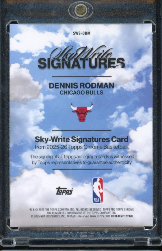 2025-26 Topps Chrome Dennis Rodman Skywrite Signatures Gold Auto /50
