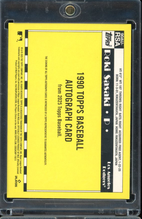 2025 Topps Roki Sasaki 35th Anniversary Auto /99