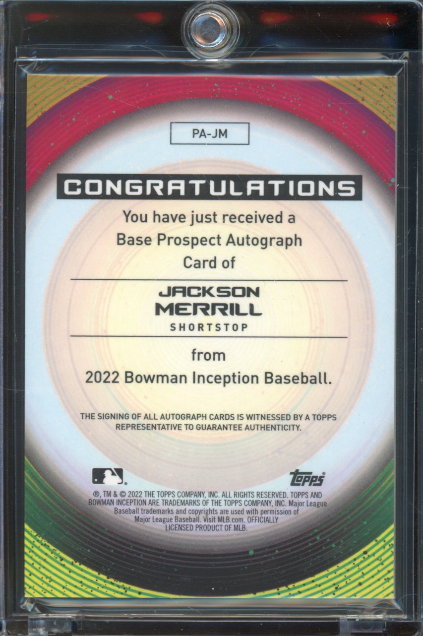 2022 Bowman Inception Jackson Merrill Rookie Auto /250