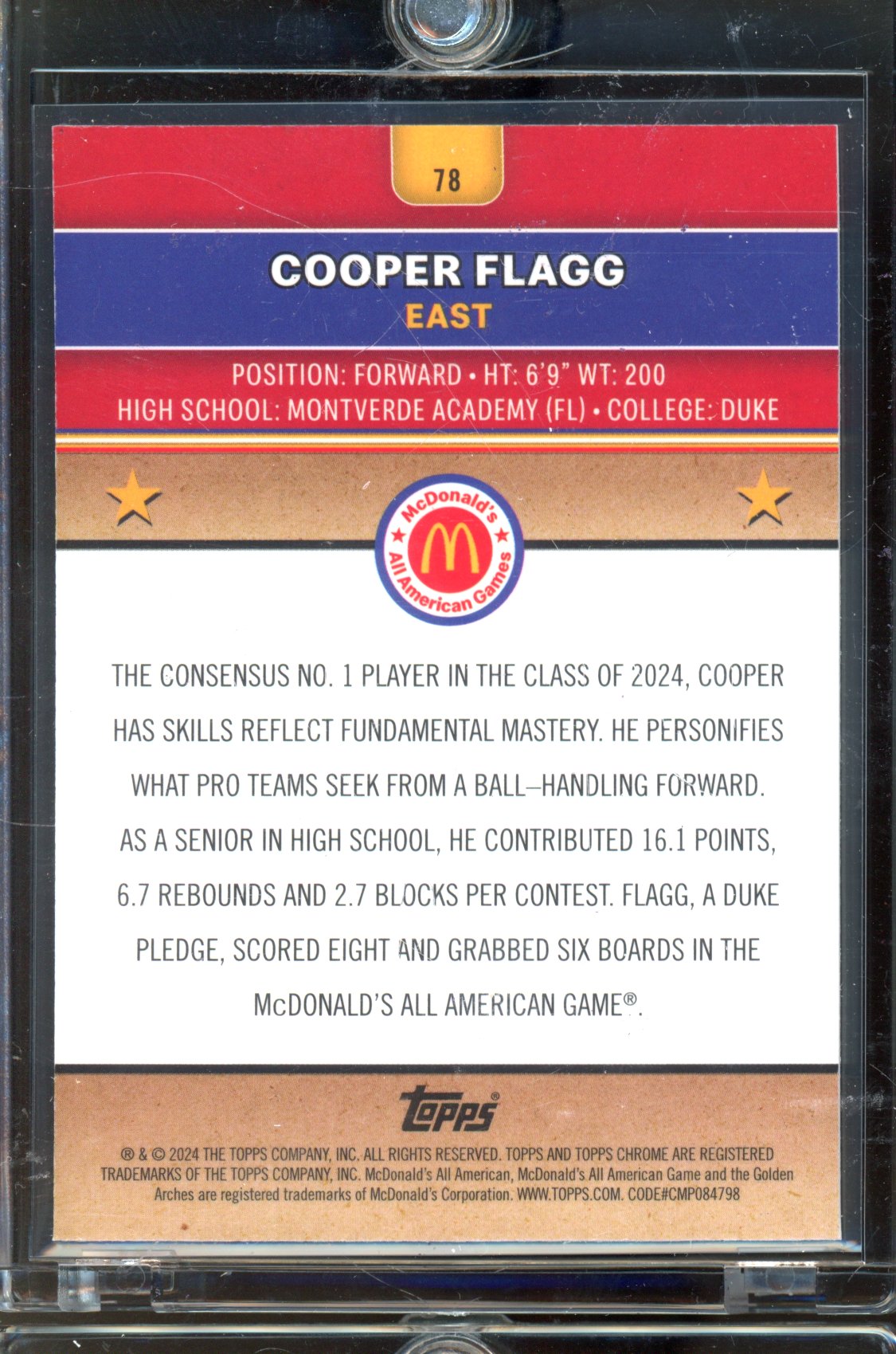 2024 McDonald's Chrome Cooper Flagg Aqua 163/199