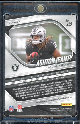 2025 Prizm Ashton Jeanty Silver Rookie Auto
