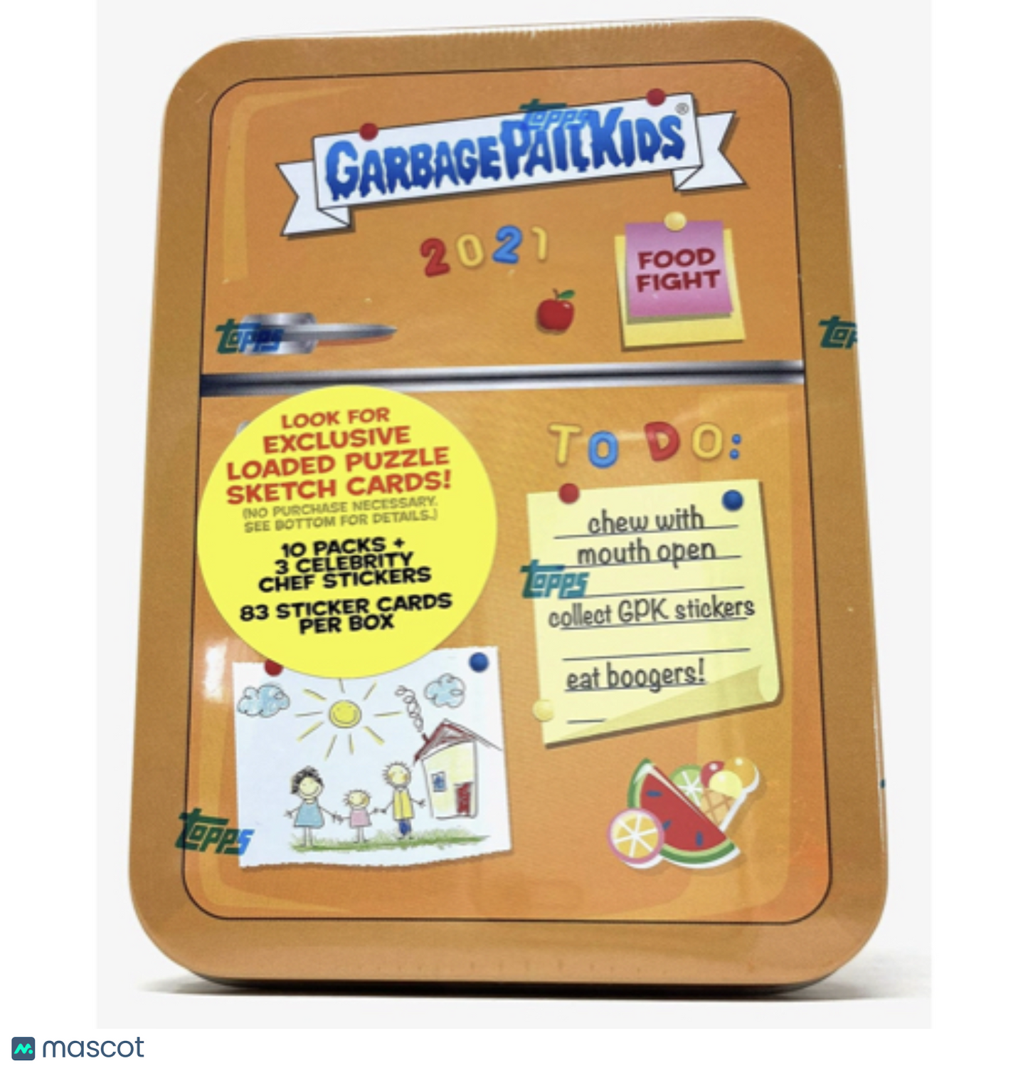 2021 GARBAGE PAIL KIDS FOOD FIGHT REFRIGERATOR YELLOW TIN