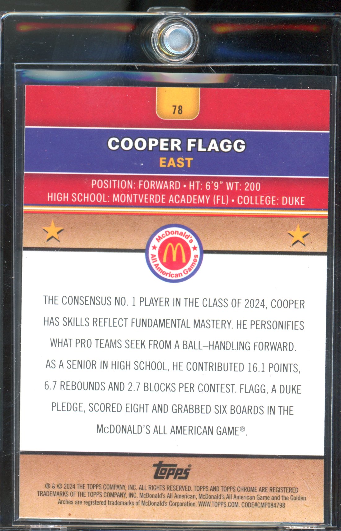2024 McDonald's Chrome Cooper Flagg Red Lava 004/125