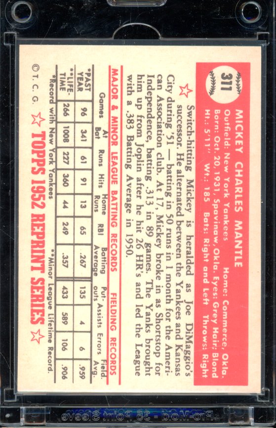1983 Topps Mickey Mantle 1952 RP #311