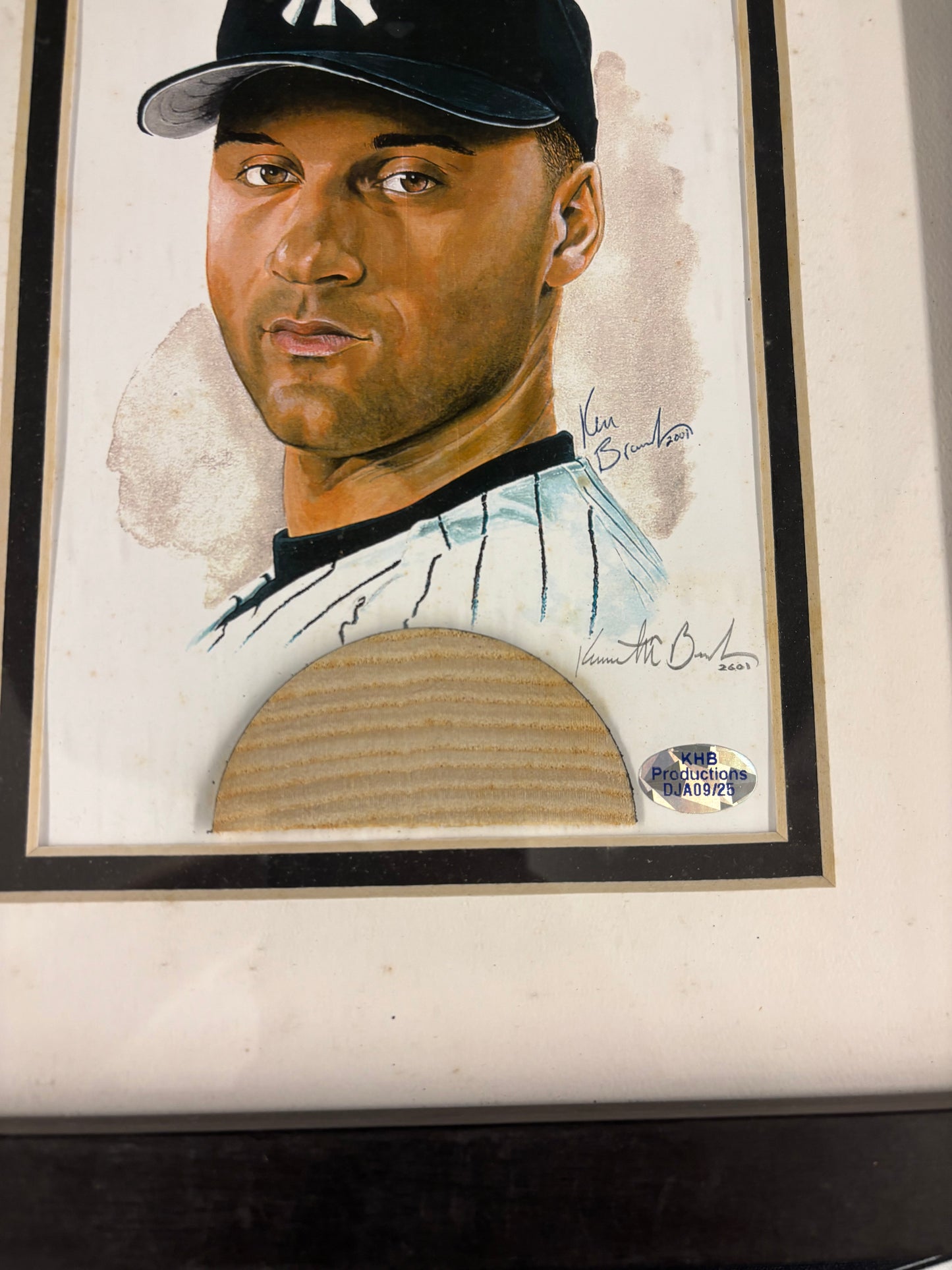 Derek Jeter Game Used Bat 5x7 Artist Print STEINER COA Signed by Derek Jeter