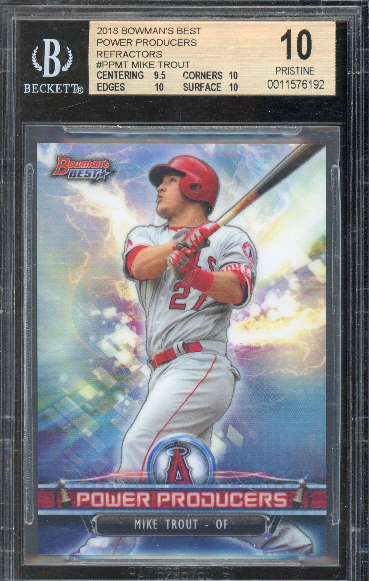 2018 Bowman's Best Mike Trout Power Producers Refractor BGS 10