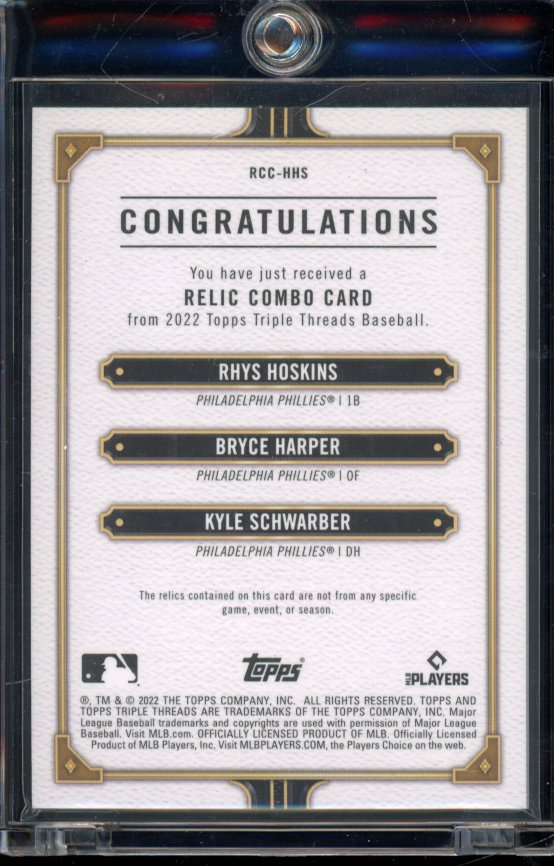 2022 Triple Threads Hoskins Harper Schwarber /27 GU Patch