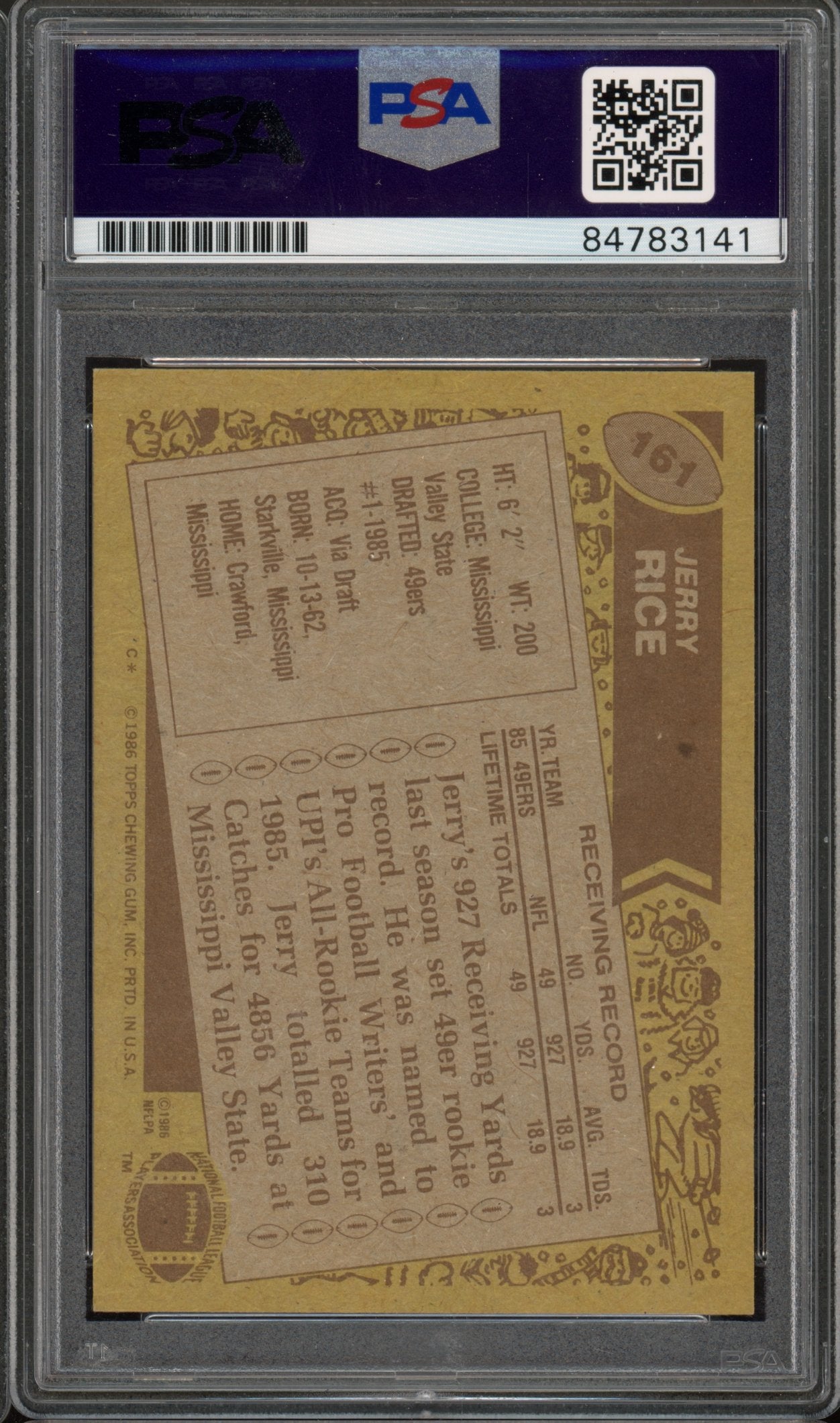 1986 Topps Jerry Rice Auto PSA/DNA AUTO 10 RC