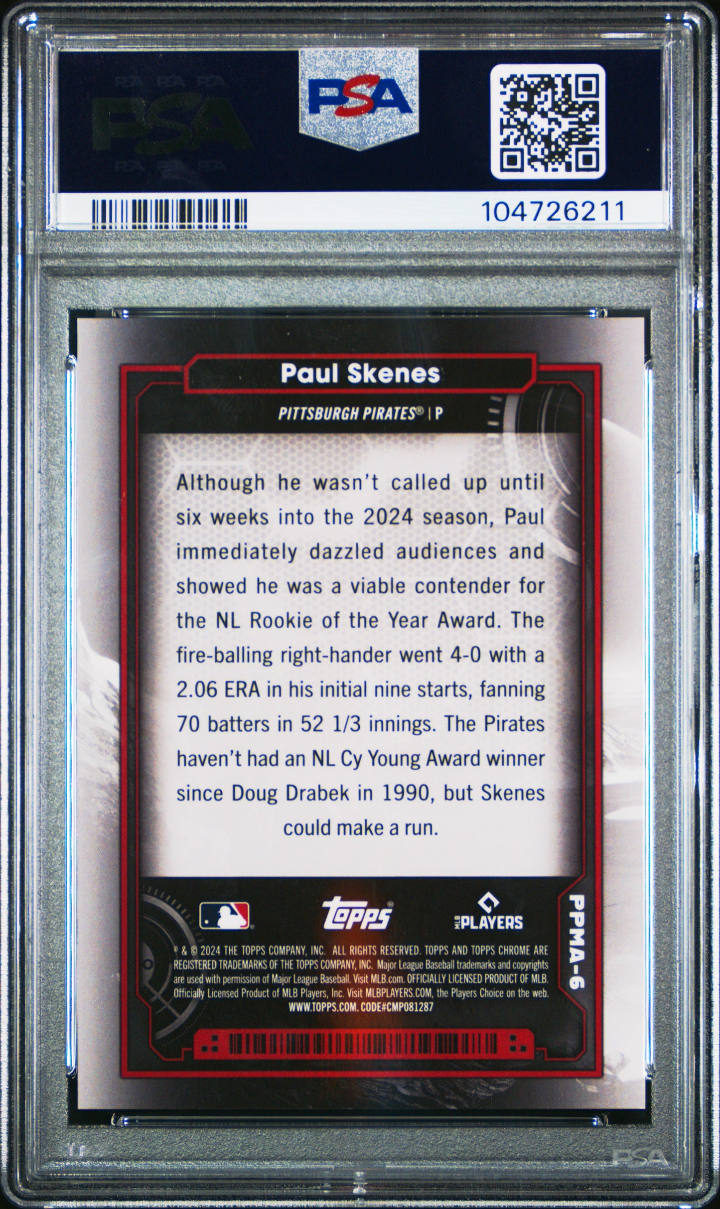 2024 Topps Chrome Cosmic Paul Skenes Planetary Pursuit Mars RC SSP PSA 8