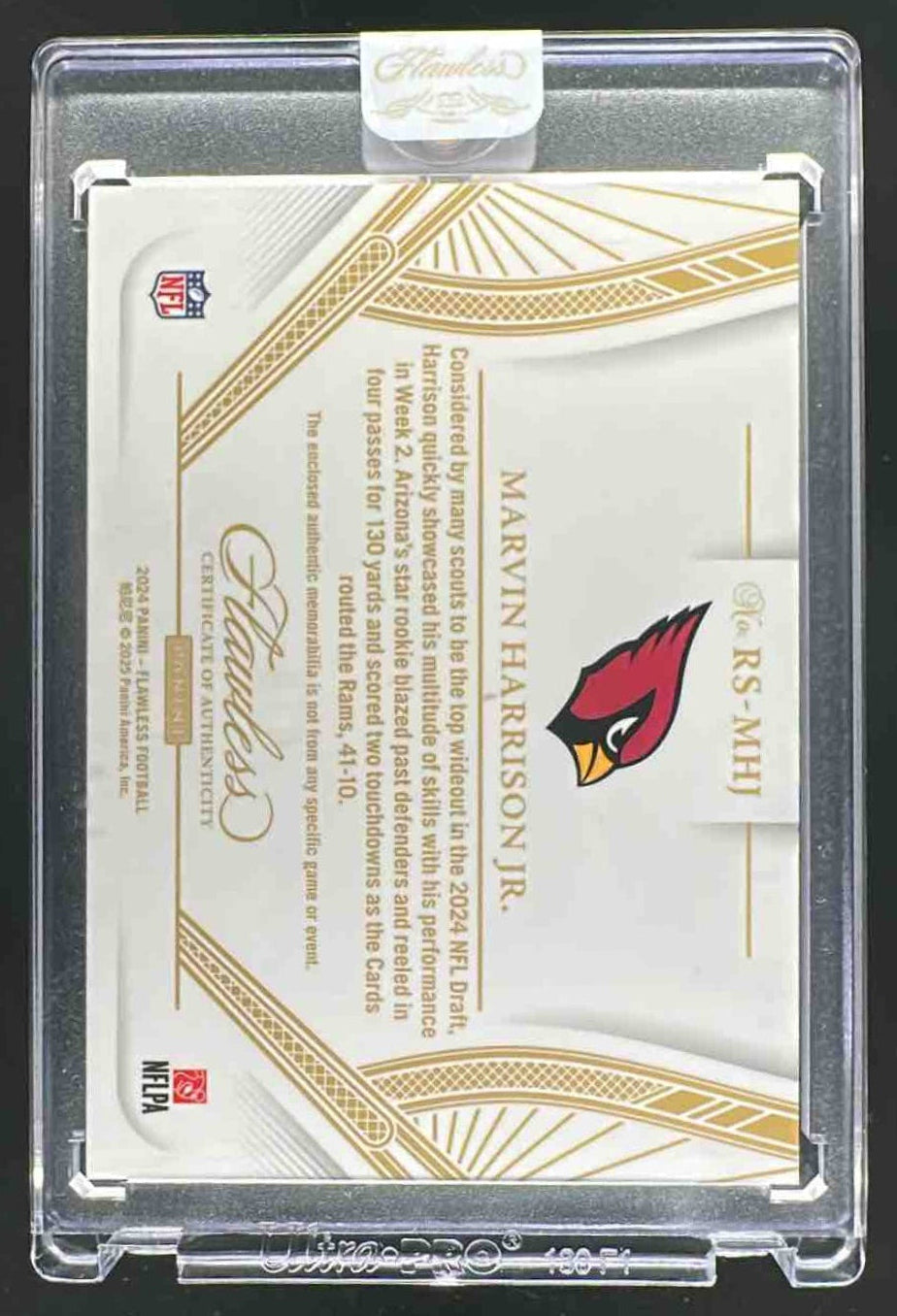 2025 Panini Flawless Marvin Harrison Jr. #17 Draft Night Jerseys Ruby /15 MEM