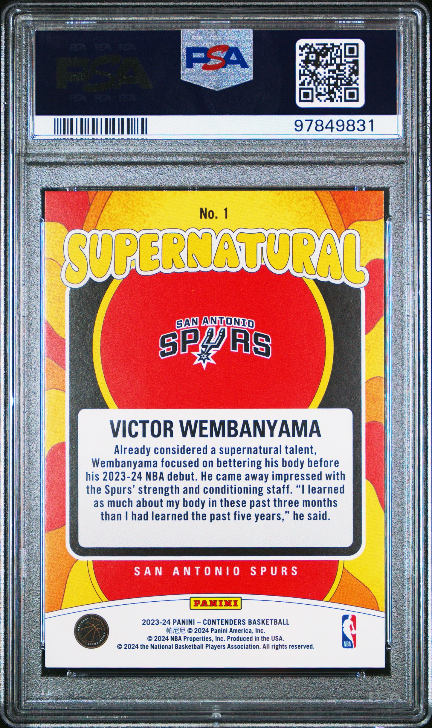 2023 Contenders Victor Wembanyama Supernatural PSA 10 RC