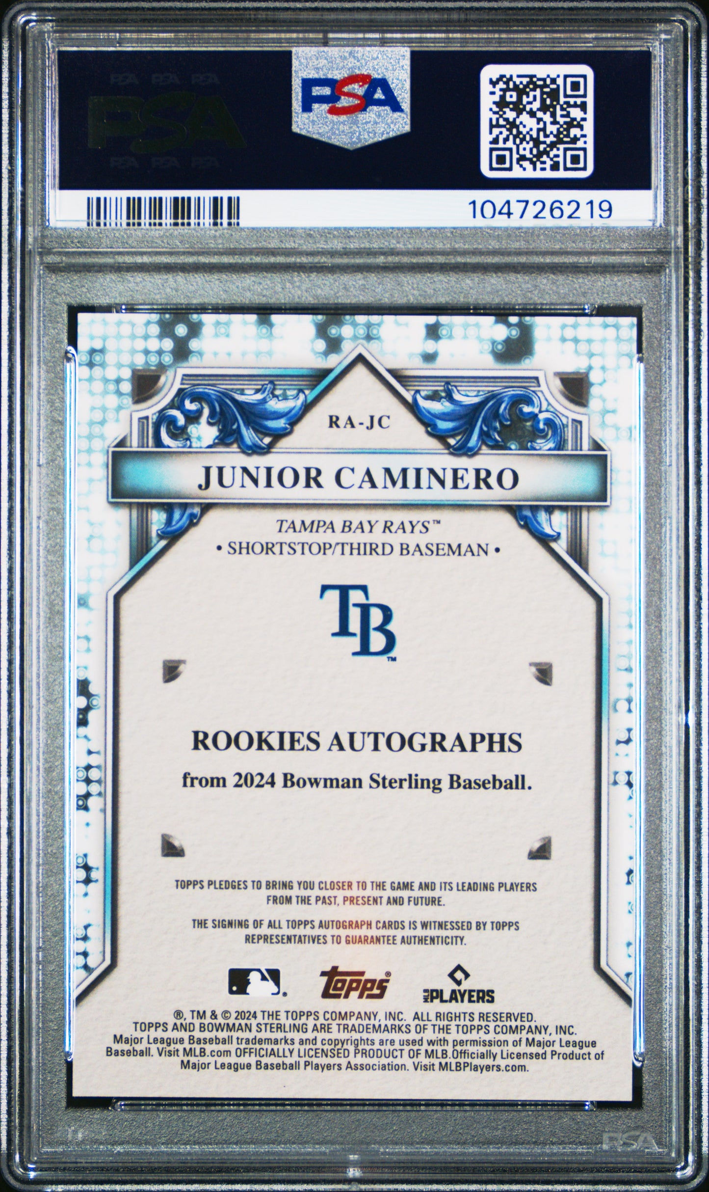 2024 Bowman Sterling Junior Caminero Auto PSA 10 RC