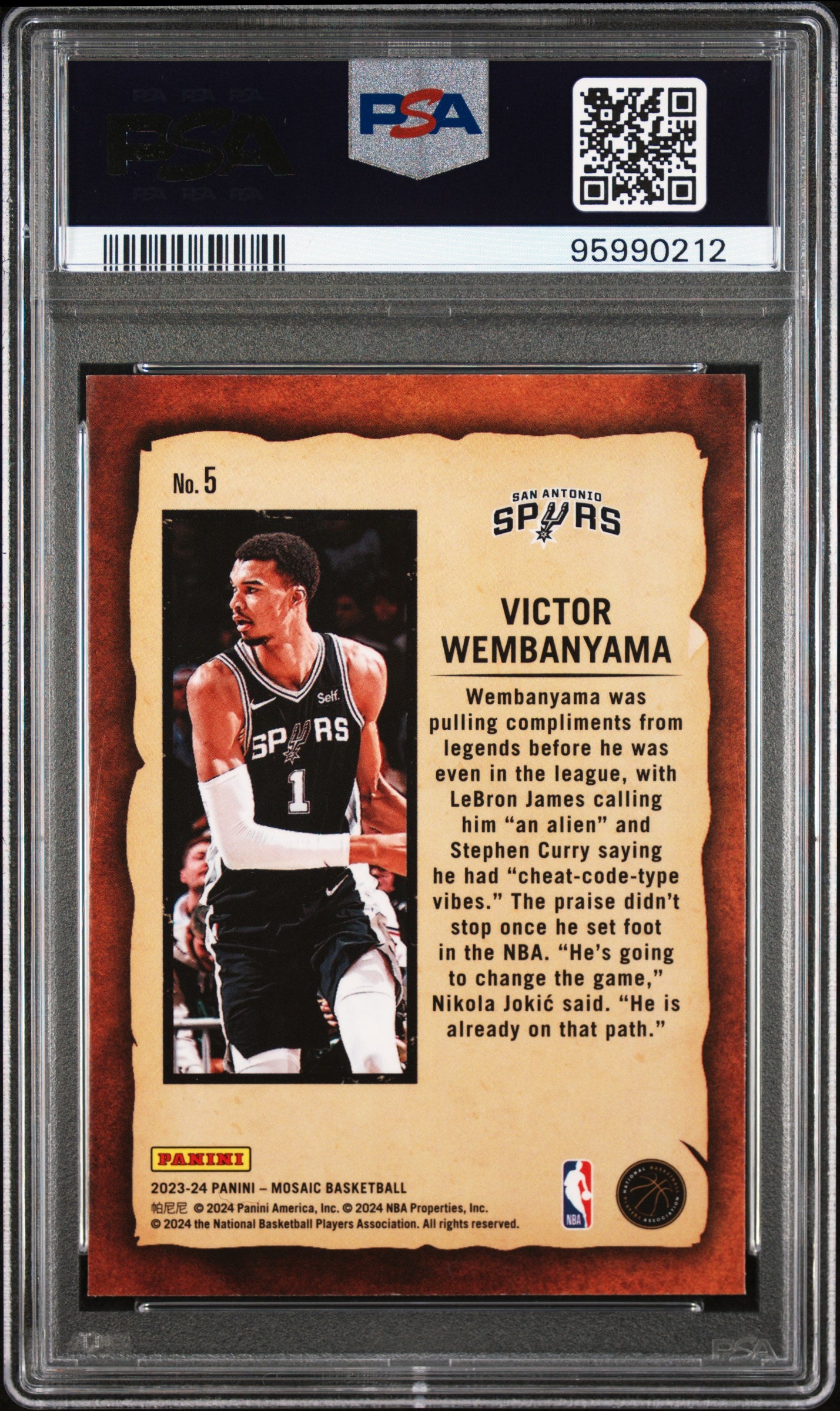 2023 Mosaic Victor Wembanyama Notoriety PSA 10 RC