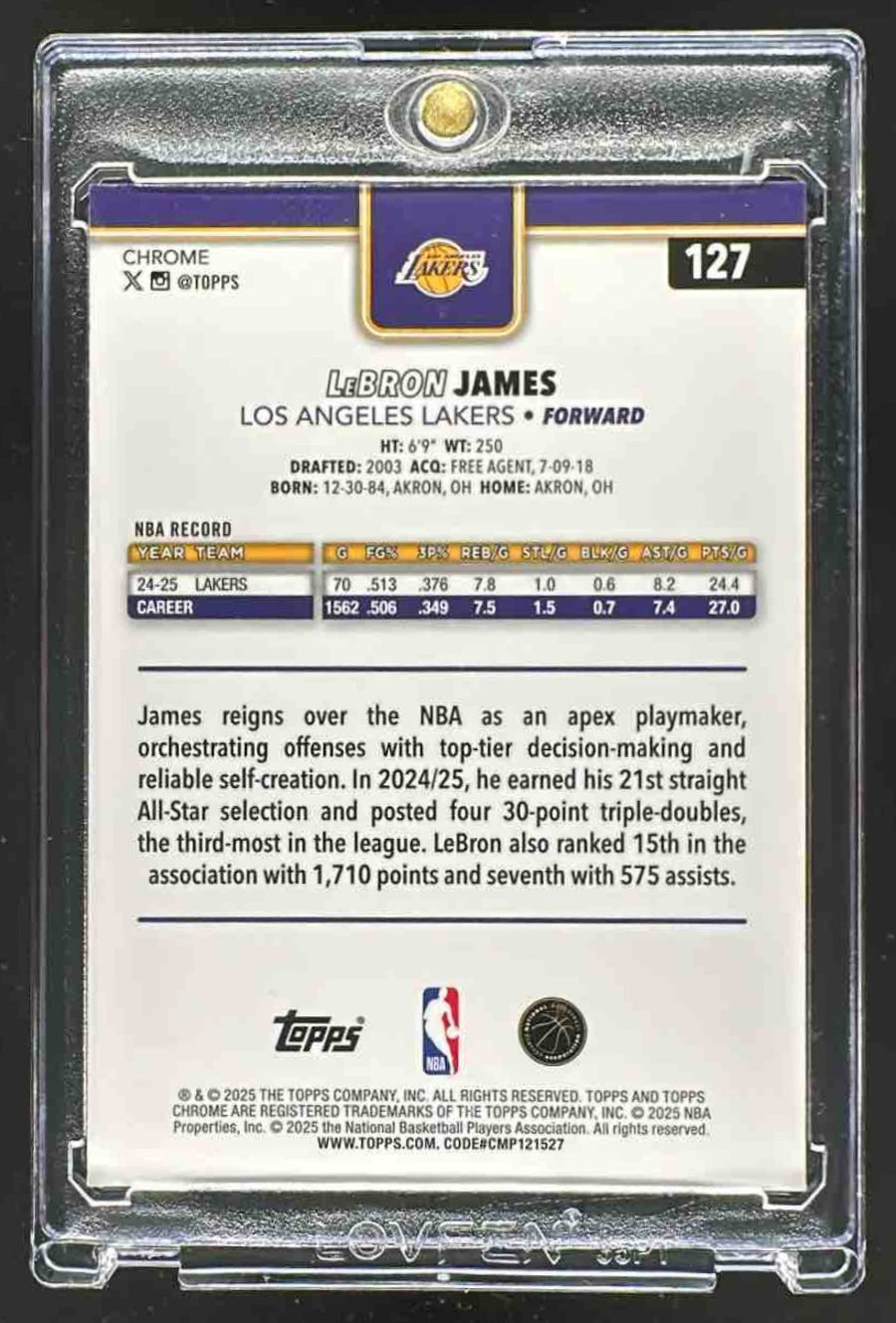 2025-26 Topps Chrome LeBron James #127 Yellow Refractor /275