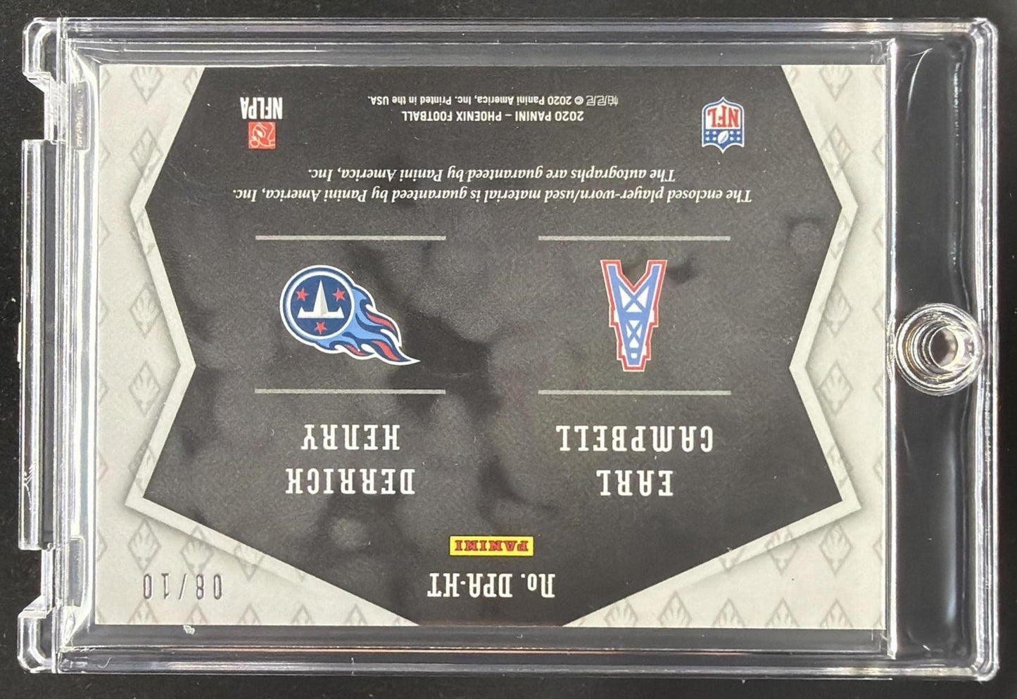 2020 Panini Phoenix Derrick Henry Earl Campbell #DPA-HT Dual Patch Auto 8/10