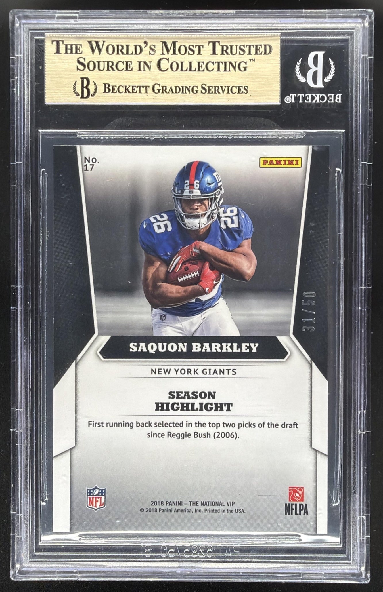 2018 Panini National Convention Saquon Barkley #17 Rc /50 BGS 9.5