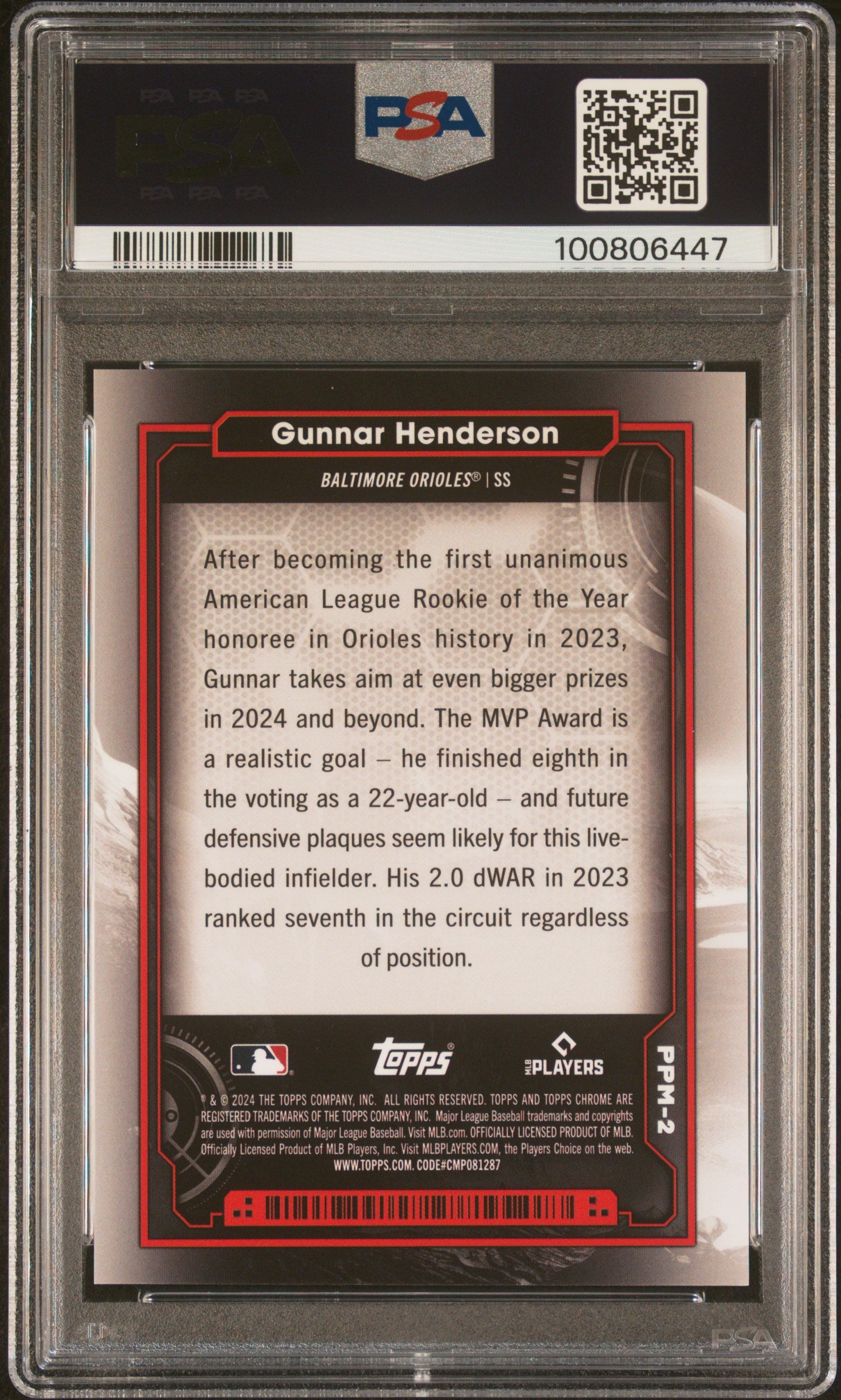 2024 Topps Chrome Cosmic Gunnar Henderson Mercury PSA 9
