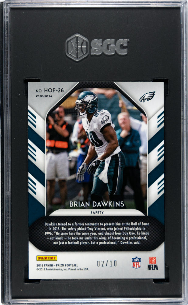 2018 Prizm Brian Dawkins HOF Tribute Gold Mojo /10 SGC 10