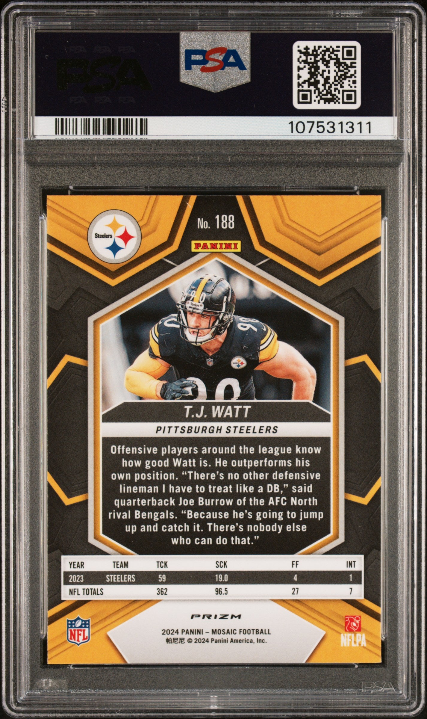 2024 Mosaic TJ Watt Honeycomb SP PSA 10