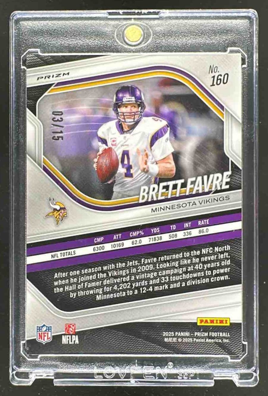 2025 Panini Prizm Brett Favre #160 Choice Cherry Blossom 3/15