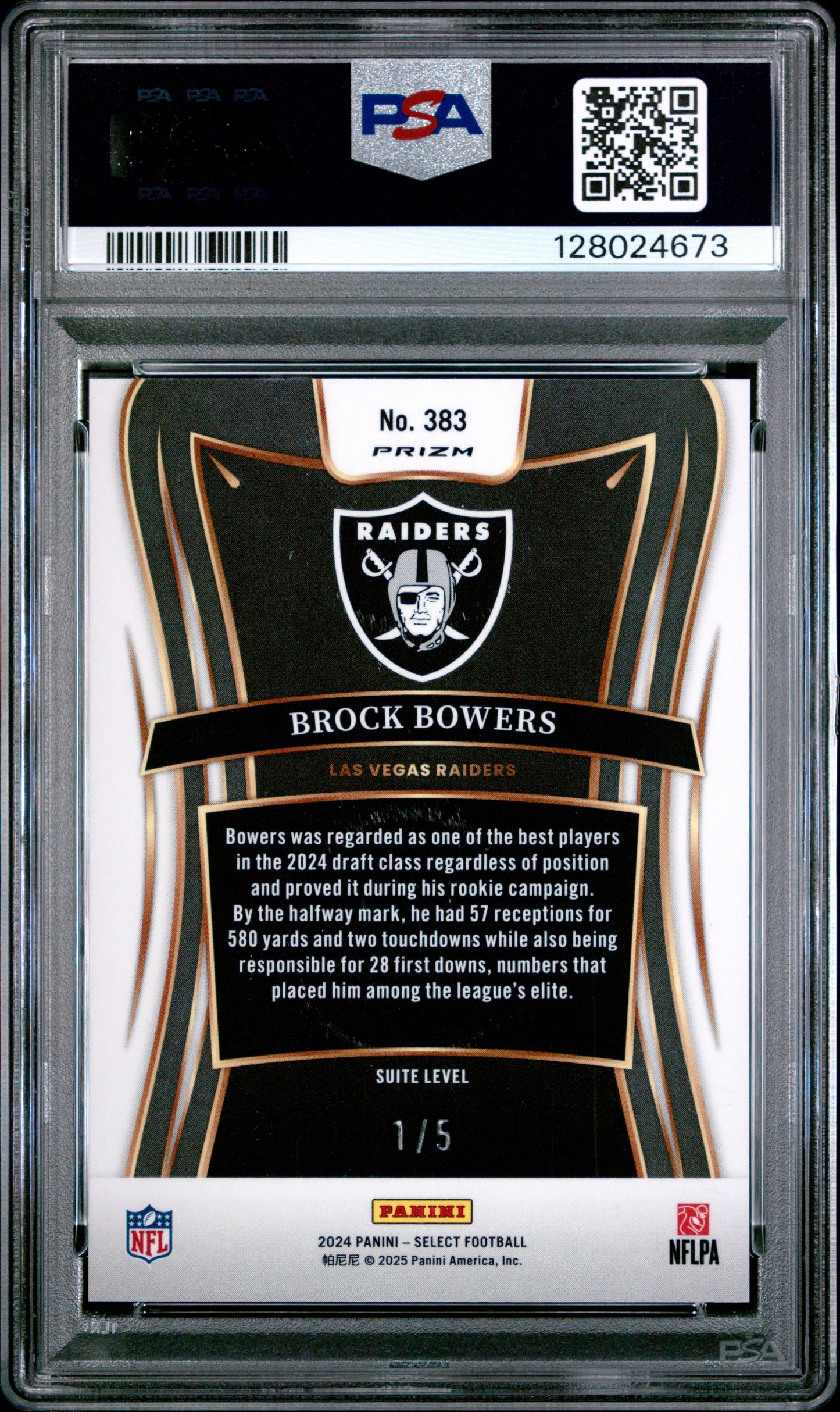 2024 Select Brock Bowers Green /5 Rookie PSA 10