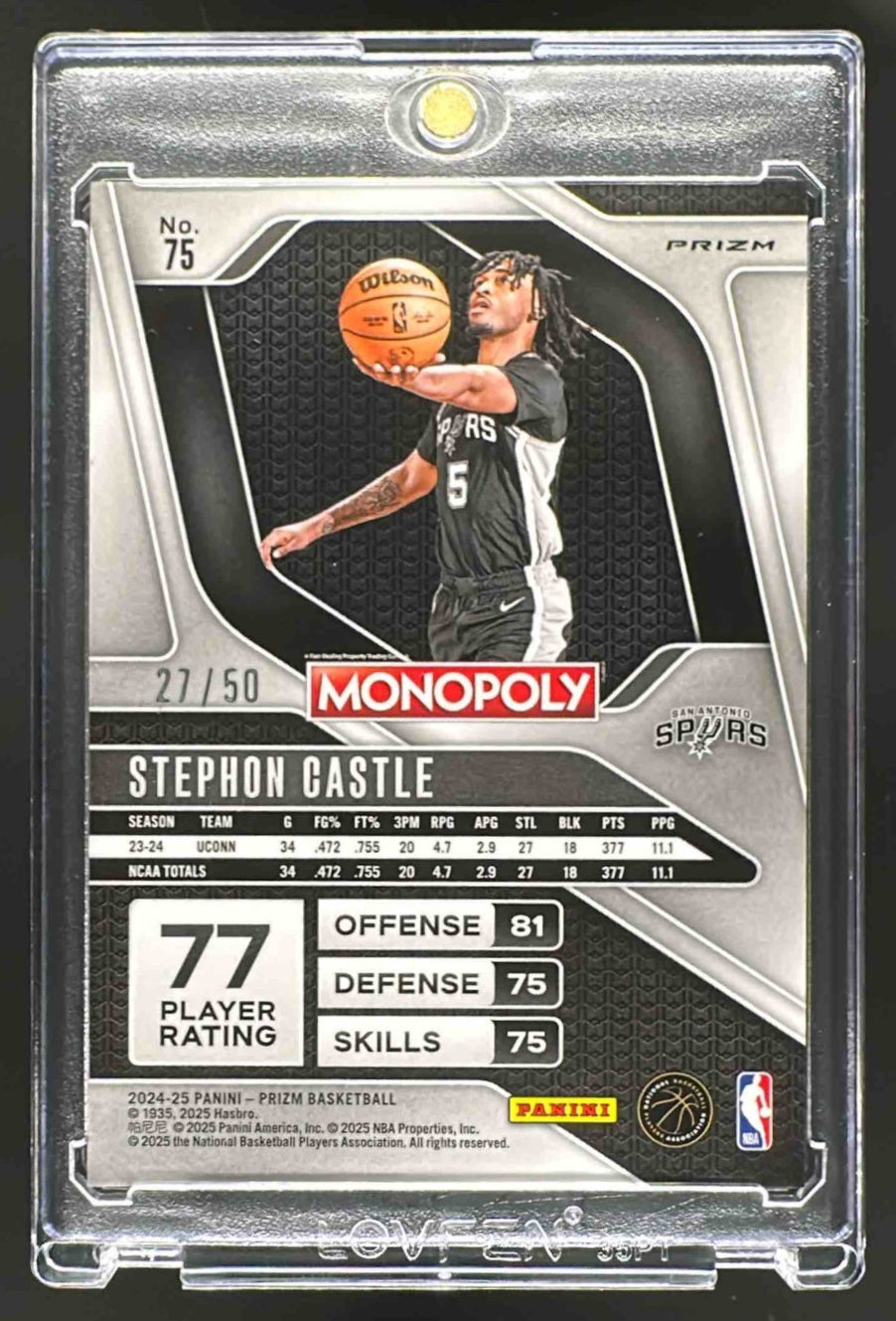 2024 Panini Prizm Monopoly Stephon Castle #75 Purple Millionaire Shimmer /50 RC
