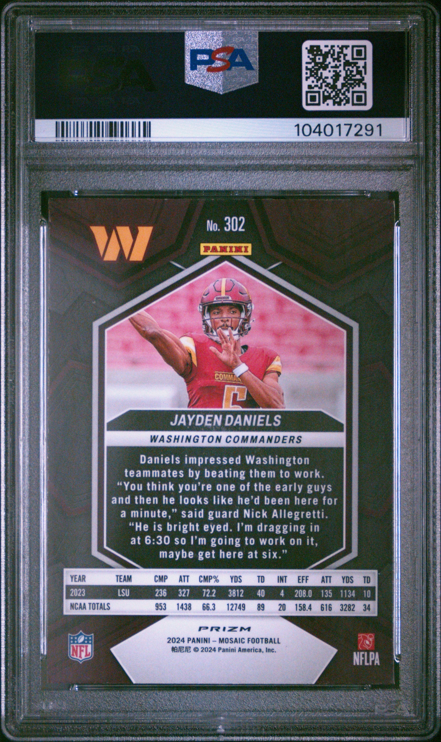 2024 Mosaic Jayden Daniels Mosaic PSA 9 RC