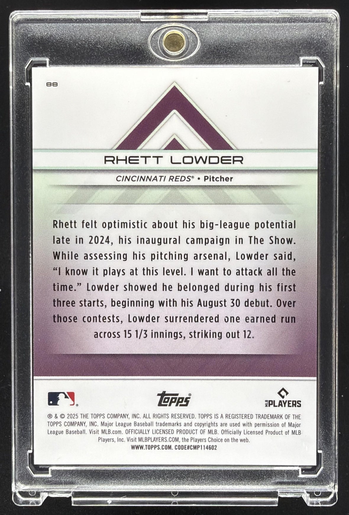 2025 Topps Transcendent Collection Rhett Lowder #88 Icons Chrome Red Refractor /5 RC