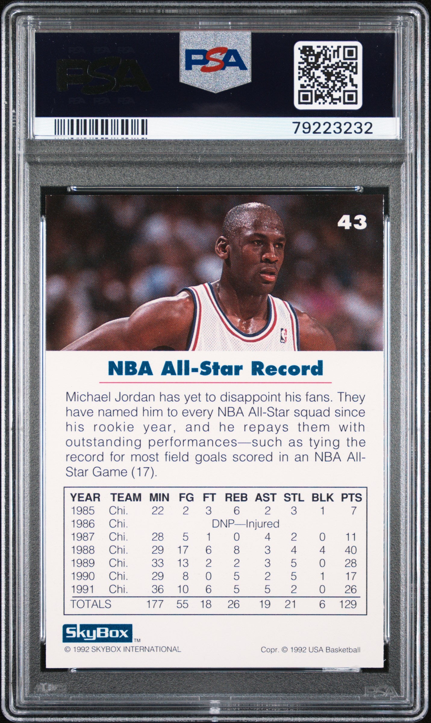 1992 Skybox Michael Jordan USA Basketball PSA 10 #43