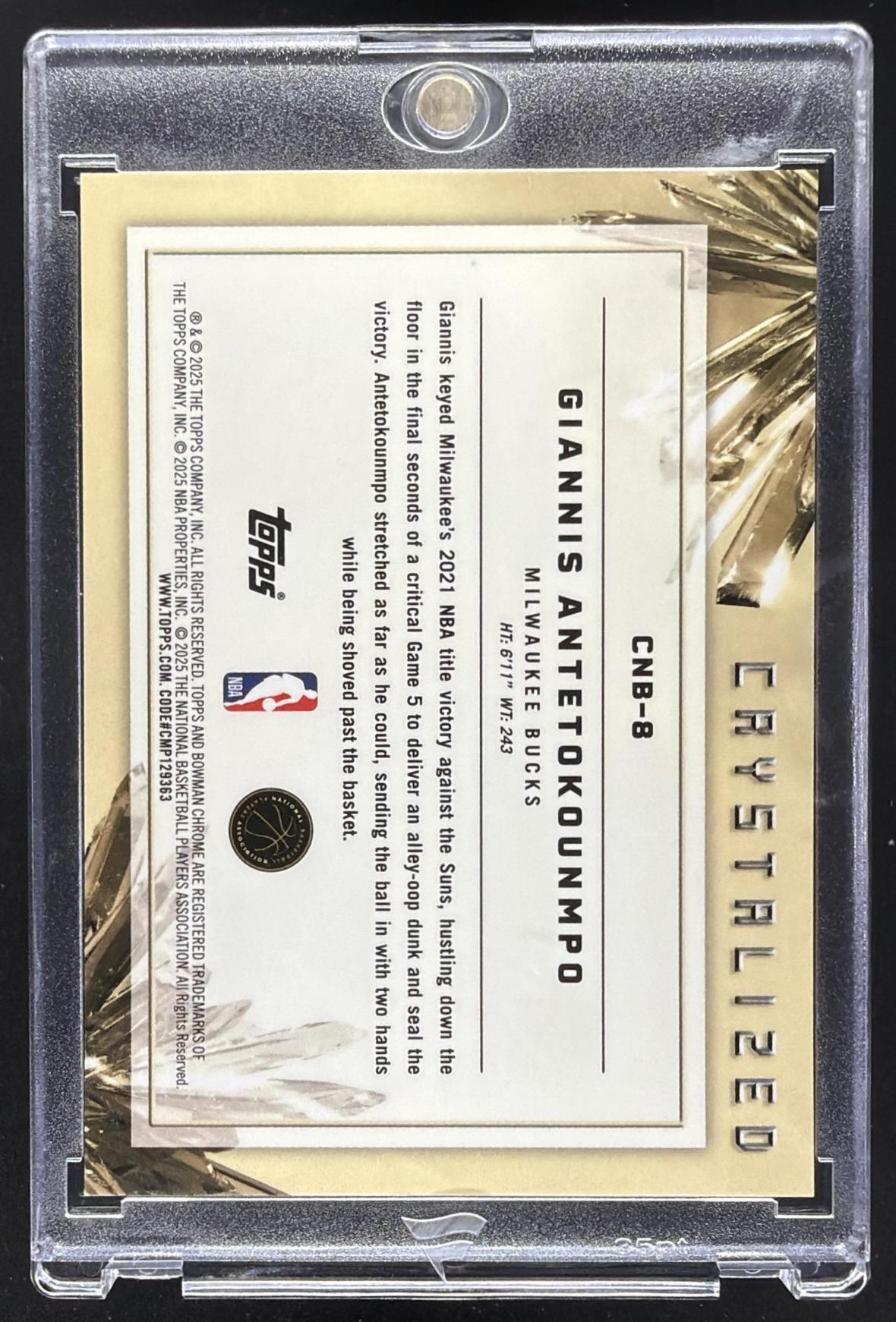 2025 Bowman Giannis Antetokounmpo #CNB-8 Chrome Crystalized Gold Crystal Refractor /50 SSP