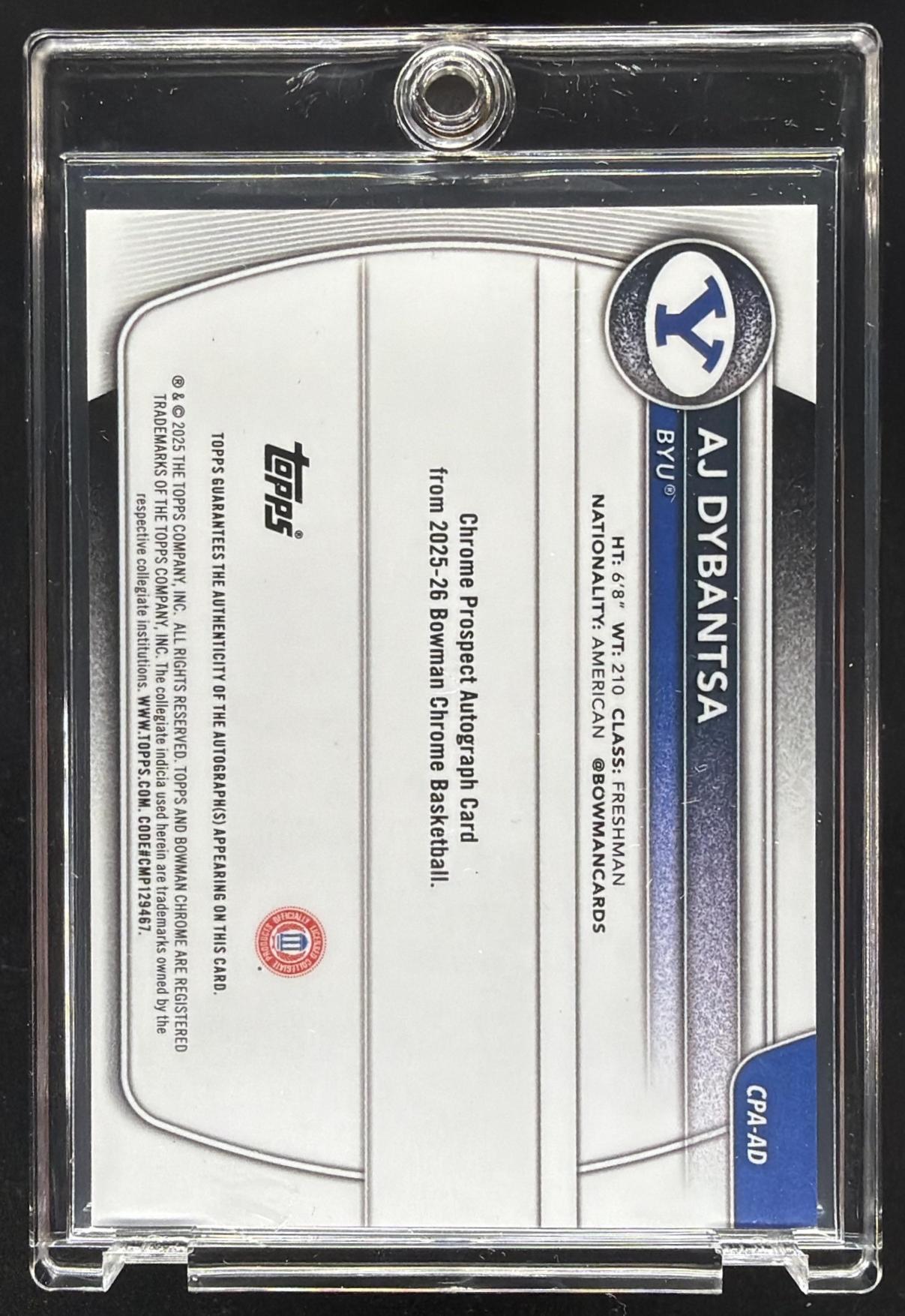 2025 Bowman AJ Dybantsa #CPA-AD Chrome Auto Green Refractor /99 1st Prospect