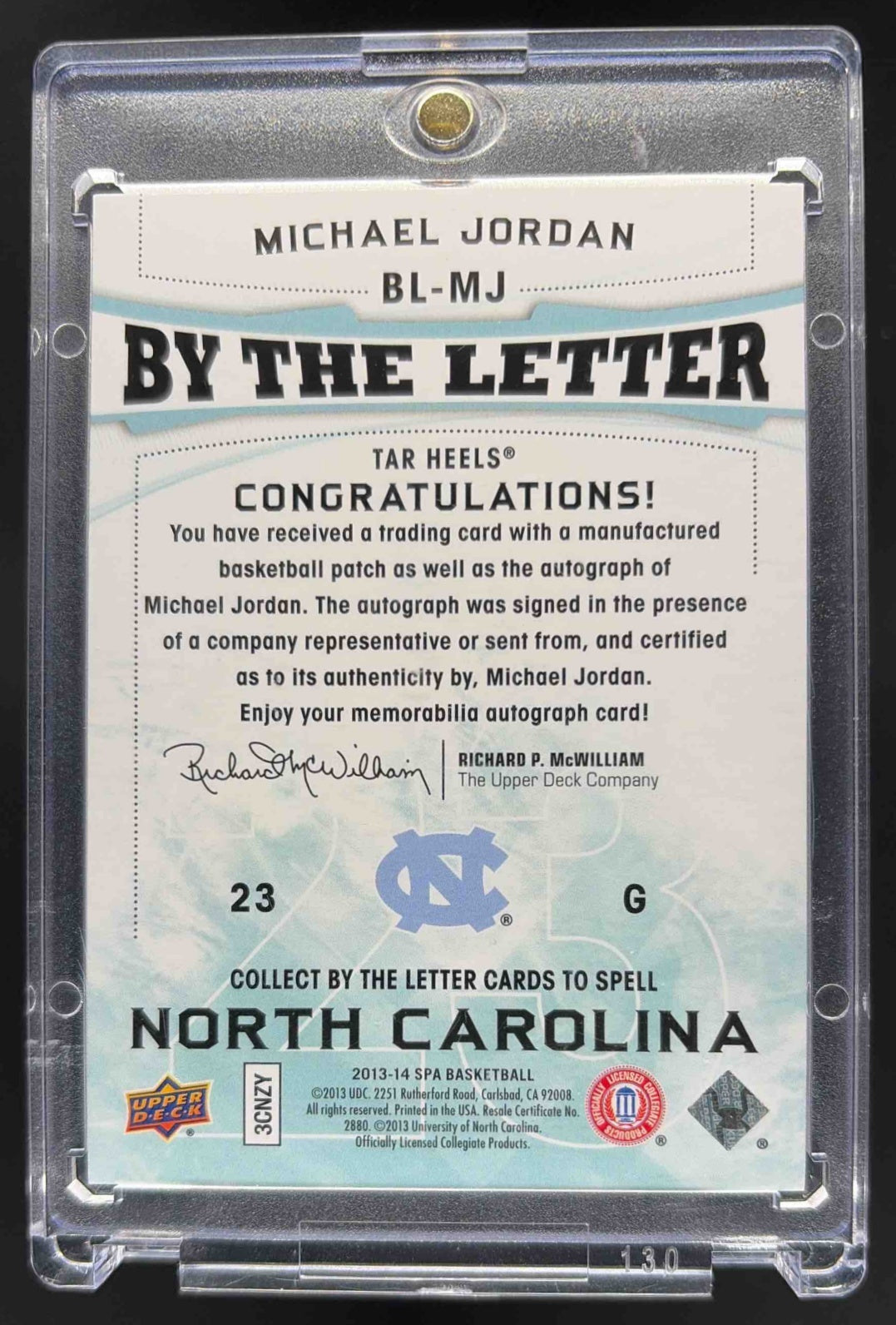2013-14 UD SP Authentic Michael Jordan #BL-MJ By The Letter Auto 7/23
