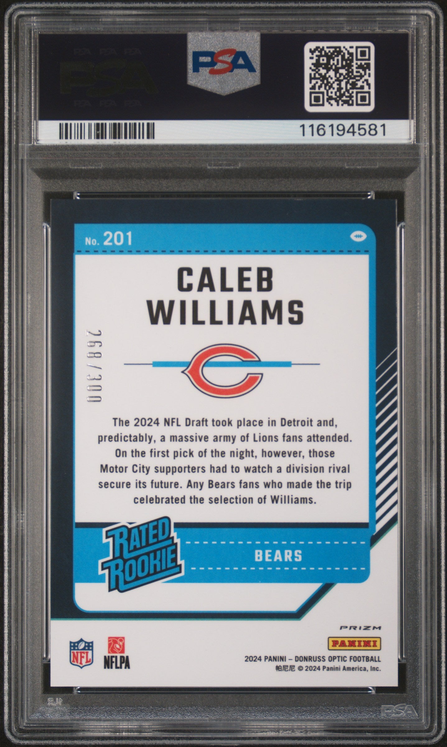 2024 Optic Caleb Williams Wave /300 Rookie PSA 10