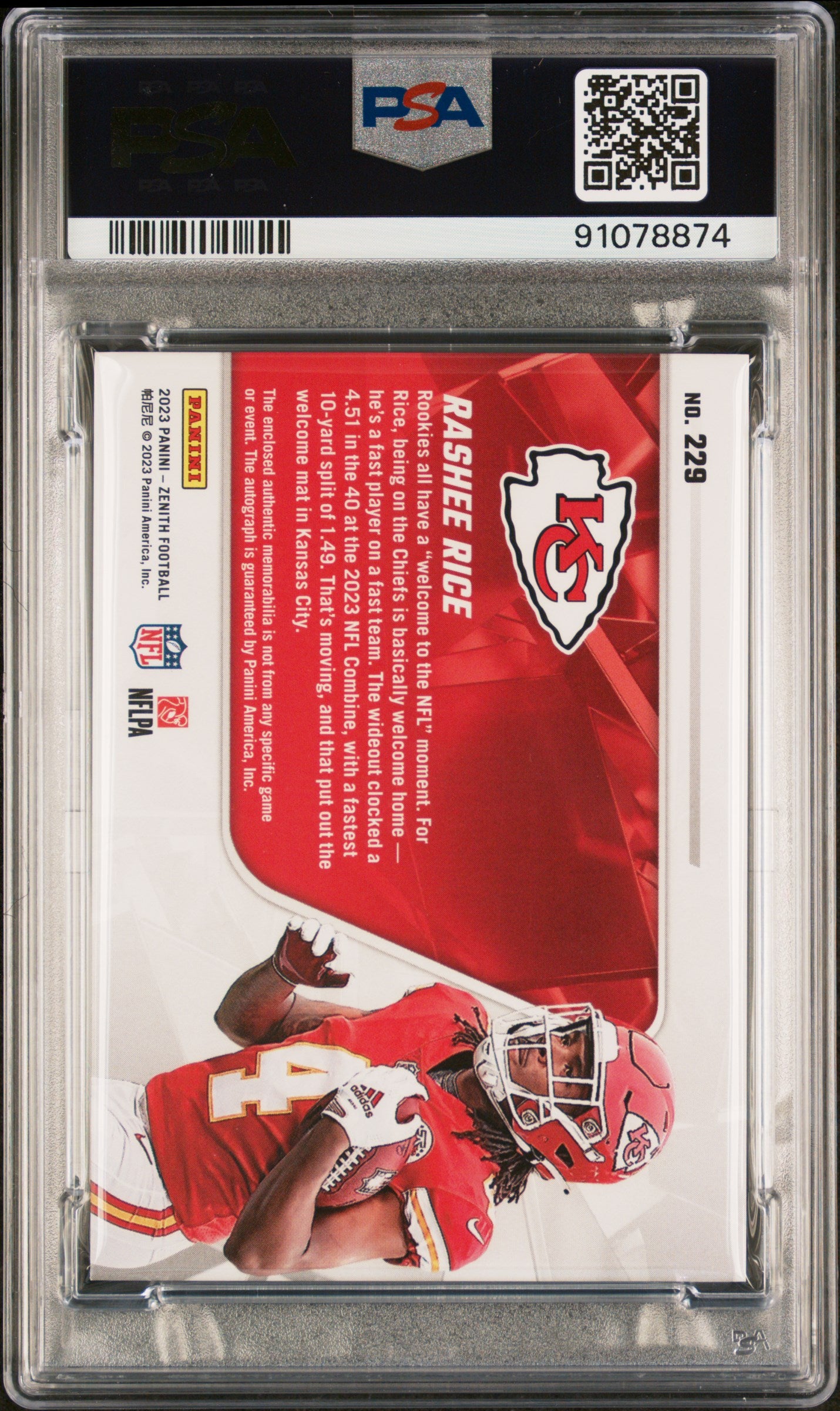 2023 Zenith Rashee Rice Rookie Patch Auto /50 PSA 9