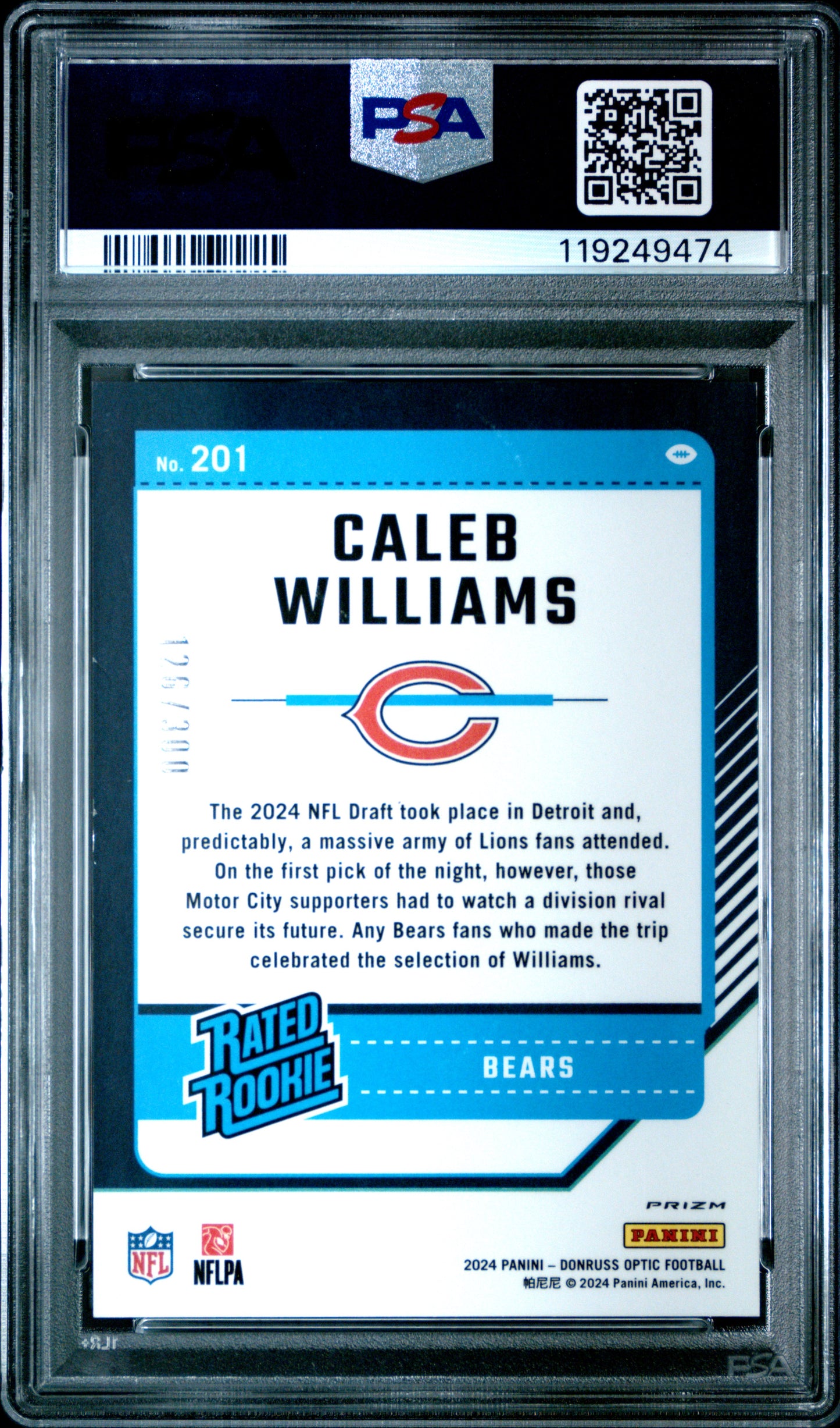 2024 Optic Caleb Williams Wave Rookie /300 PSA 10