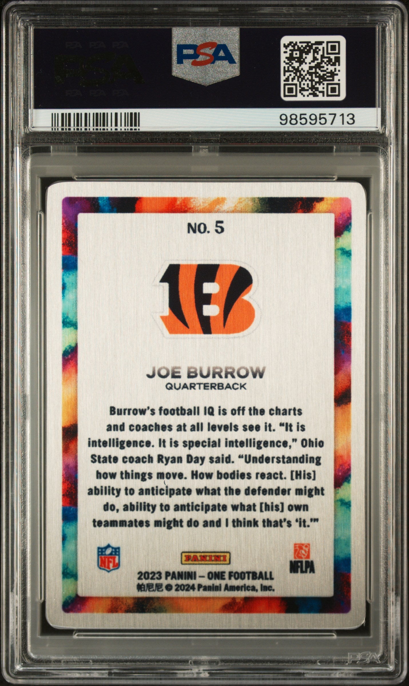 2023 Panini One Joe Burrow Color Blast PSA 9 Case Hit SSP