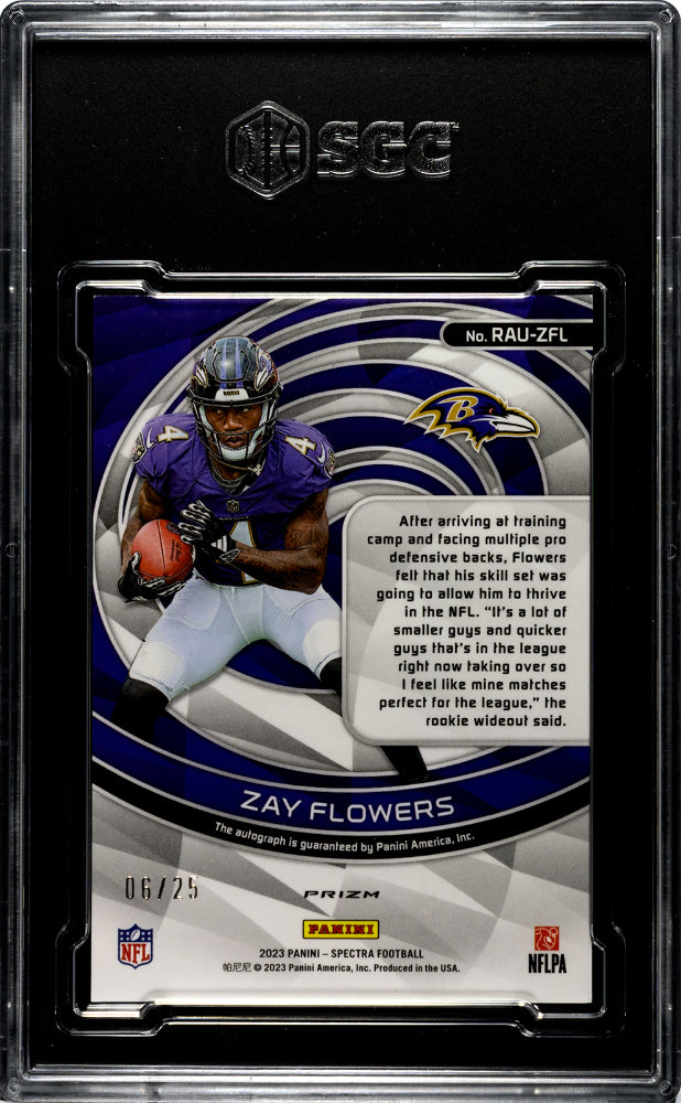 2023 Spectra Zay Flowers Meta Rookie Auto /25 SGC 9.5/10