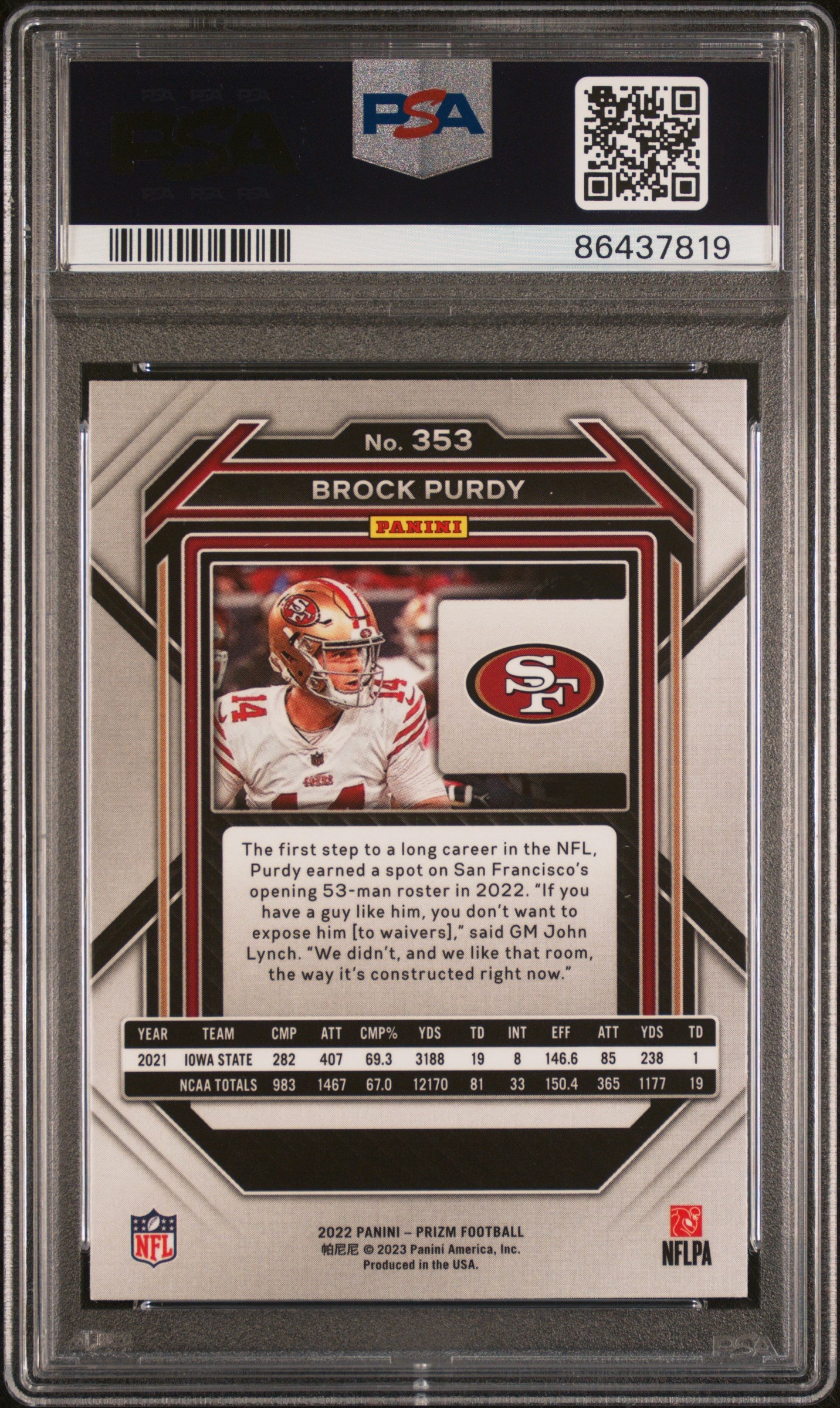 2022 Prizm Brock Purdy Rookie PSA 10