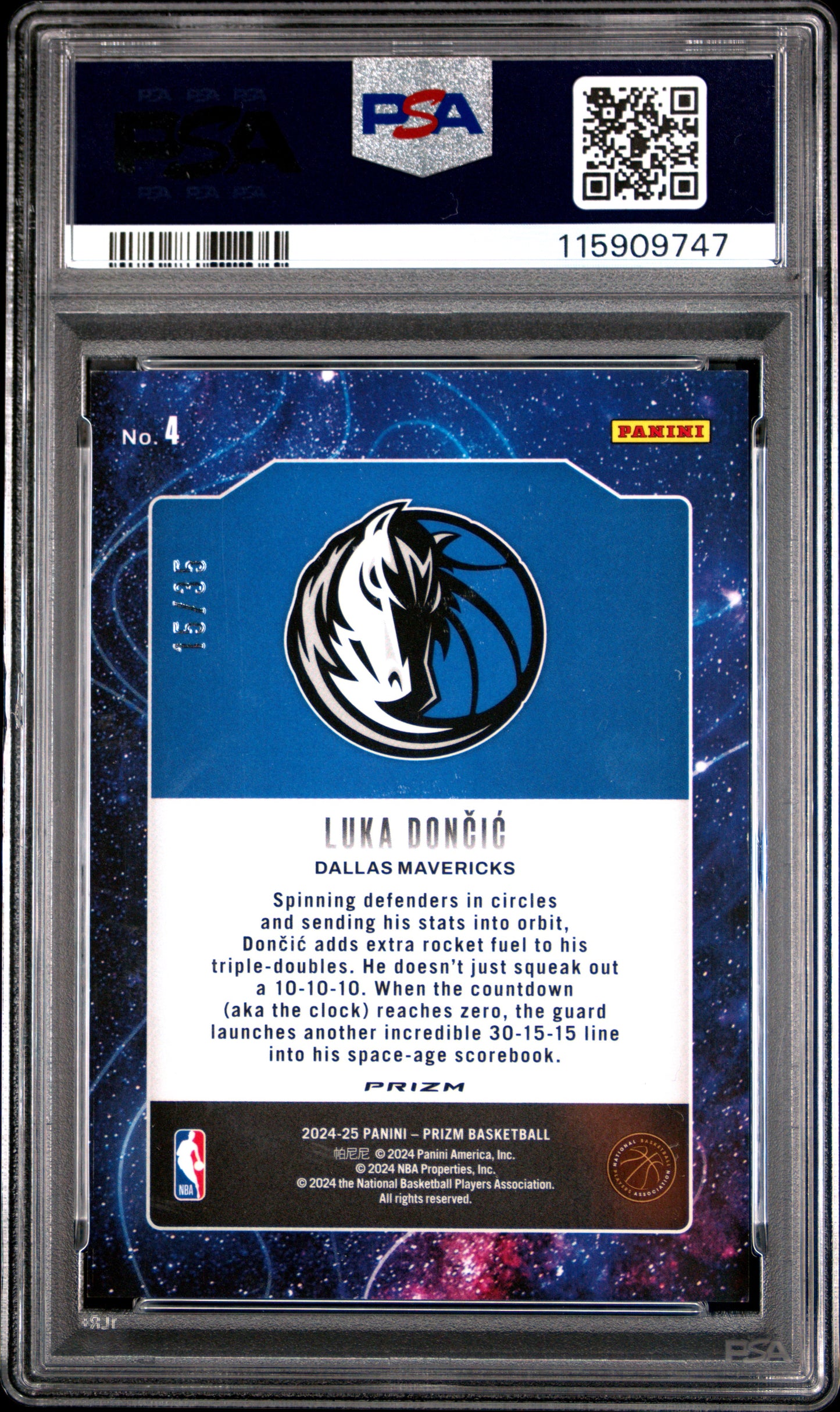 2024-25 Prizm Luka Doncic Deep Space Purple Pulsar /35 PSA 10