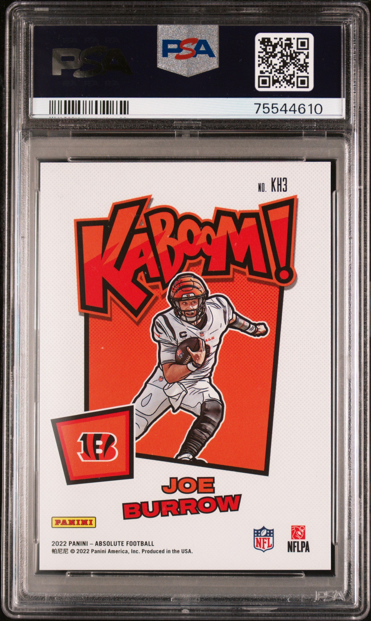 2022 Absolute Joe Burrow Kaboom Case Hit PSA 10