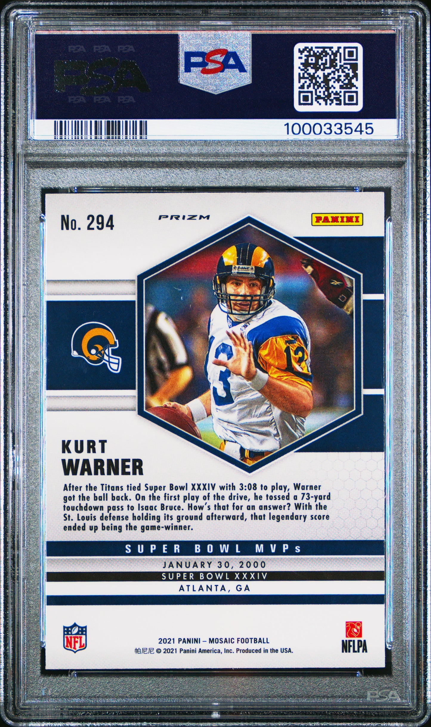 2021 Mosaic Kurt Warner Genesis PSA 10