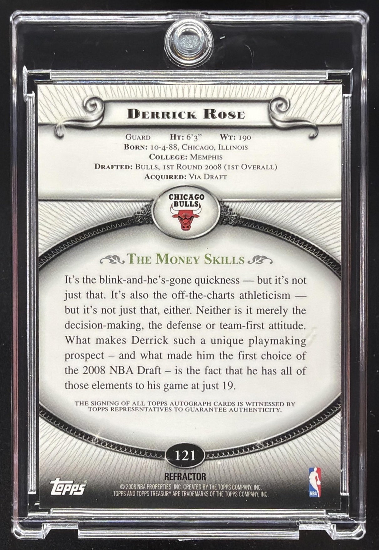 2008-09 Topps Treasury Derrick Rose #121 Rookie Auto Refractor