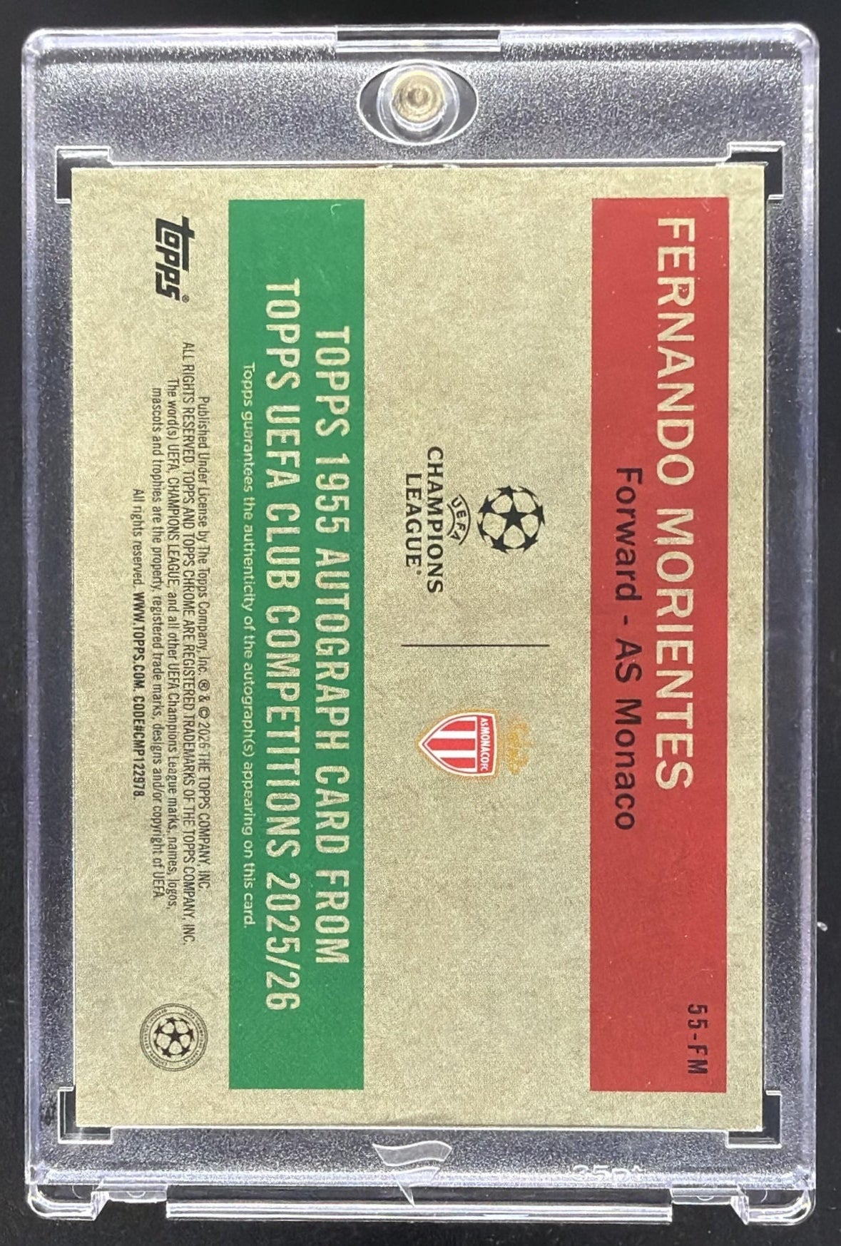 2025 Topps UEFA CC Fernando Morientes #55-FM Auto Black /10