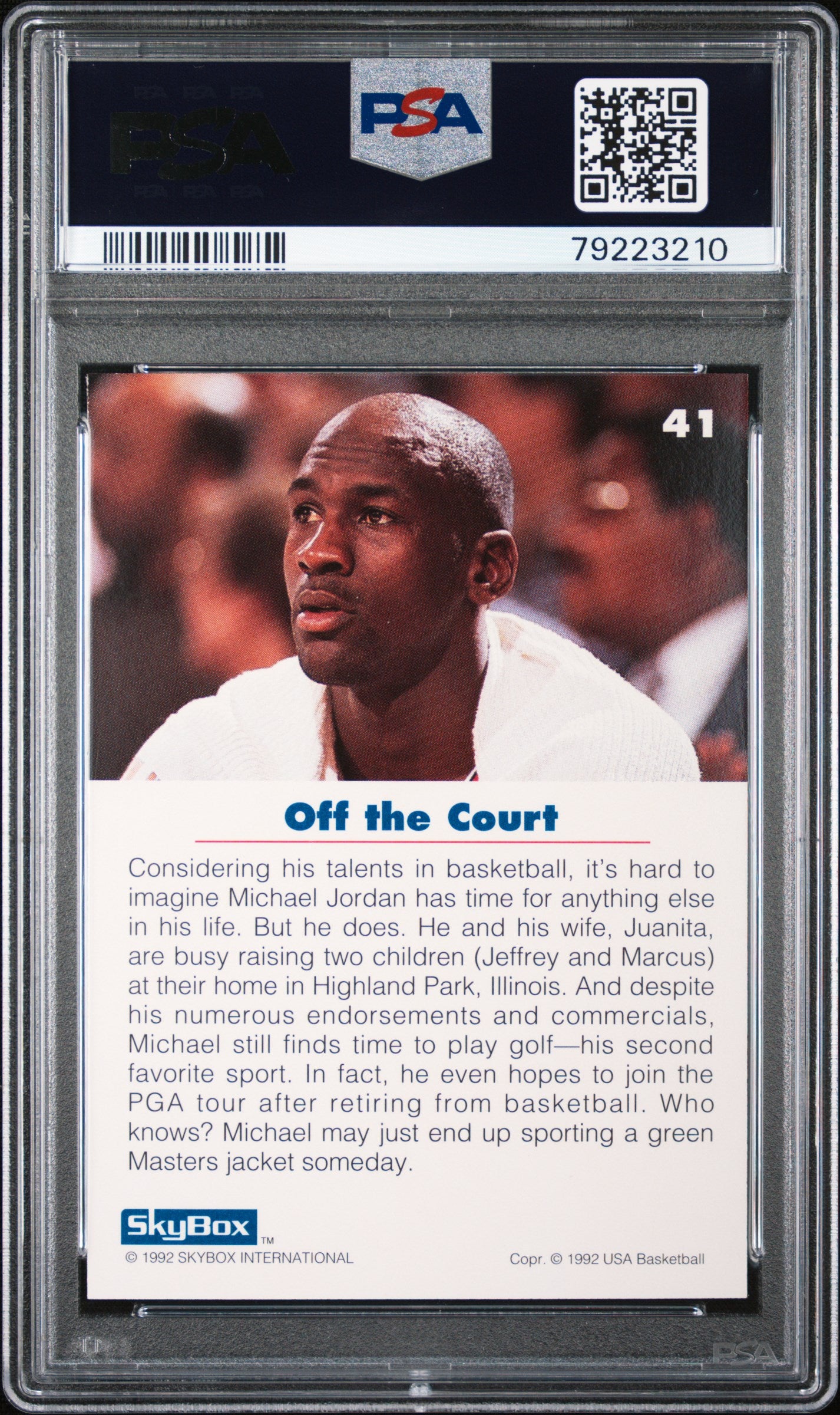 1992 Skybox Michael Jordan USA Basketball PSA 10 #41