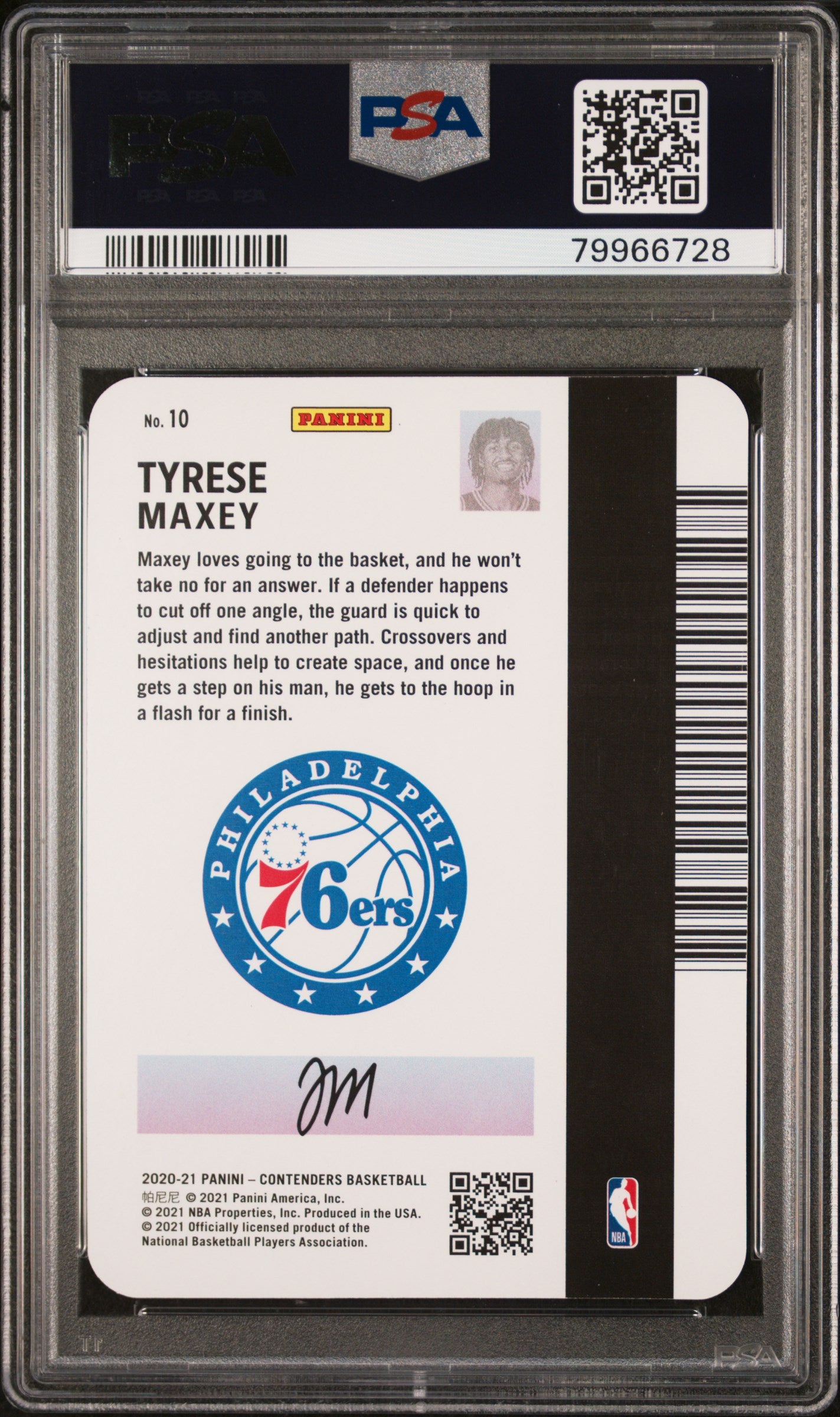 2020-21 Contenders Tyrese Maxey Permit To Dominate Rookie PSA 10