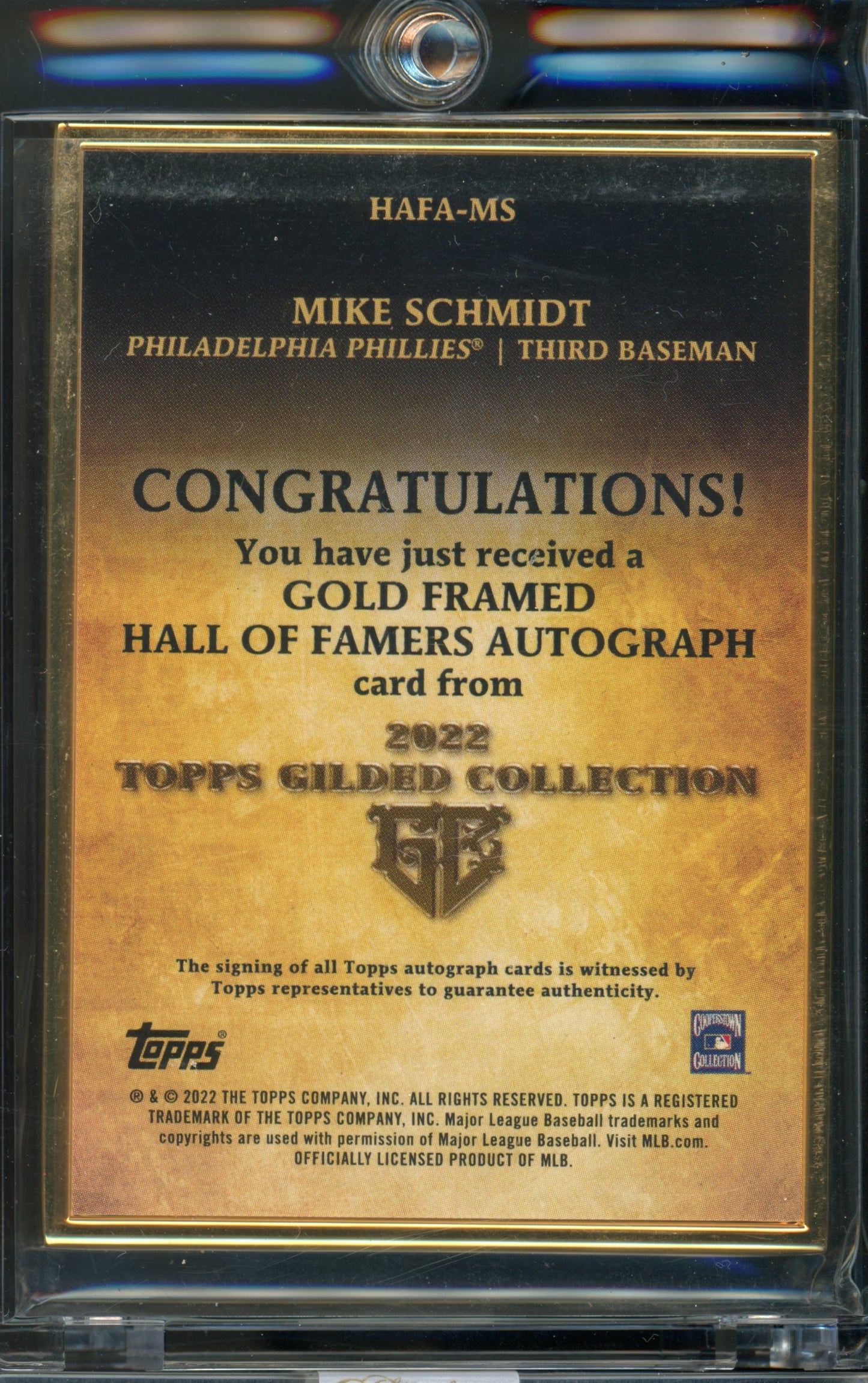 2022 Gilded Mike Schmidt Gold Framed Auto /30