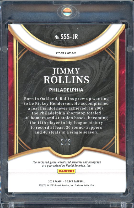 2023 Select Jimmy Rollins Pulsar Patch Auto /3