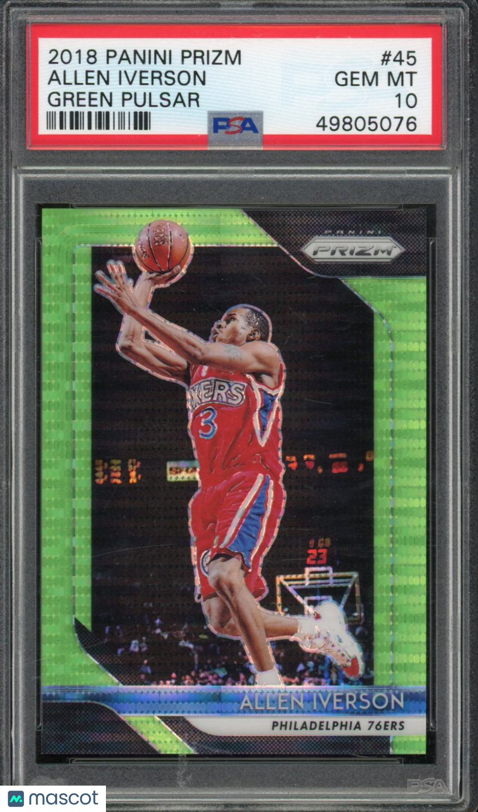 2018 Prizm Allen Iverson Green Pulsar /25 PSA 10